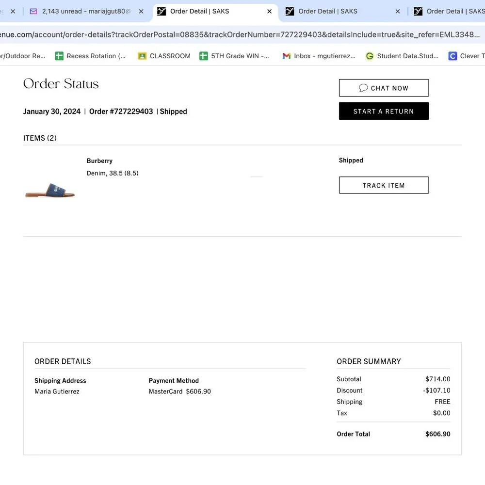 Burberry Carolyn Logo Printed Denim Slides 38.5 - Picture 7 of 7